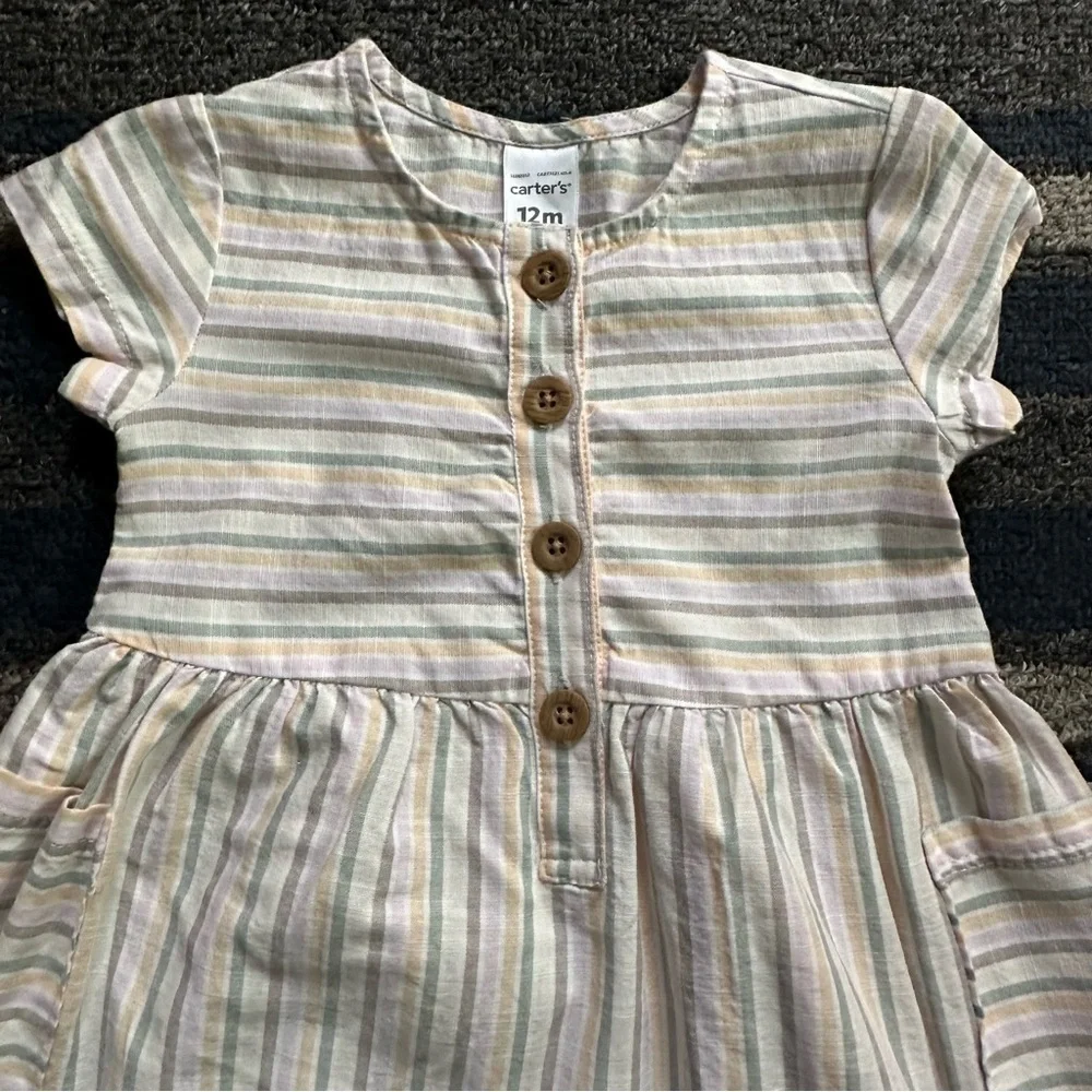 Carter’s Baby Girl Striped Poplin Dress Size‎ 12 Months